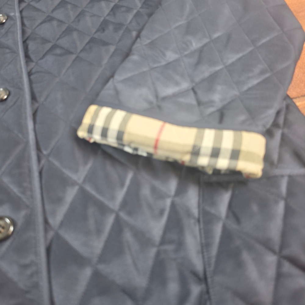 Burberry Quilted Jacket Womens XL Navy Blue Good Nova Check Lining Made England - Picture 2 of 10